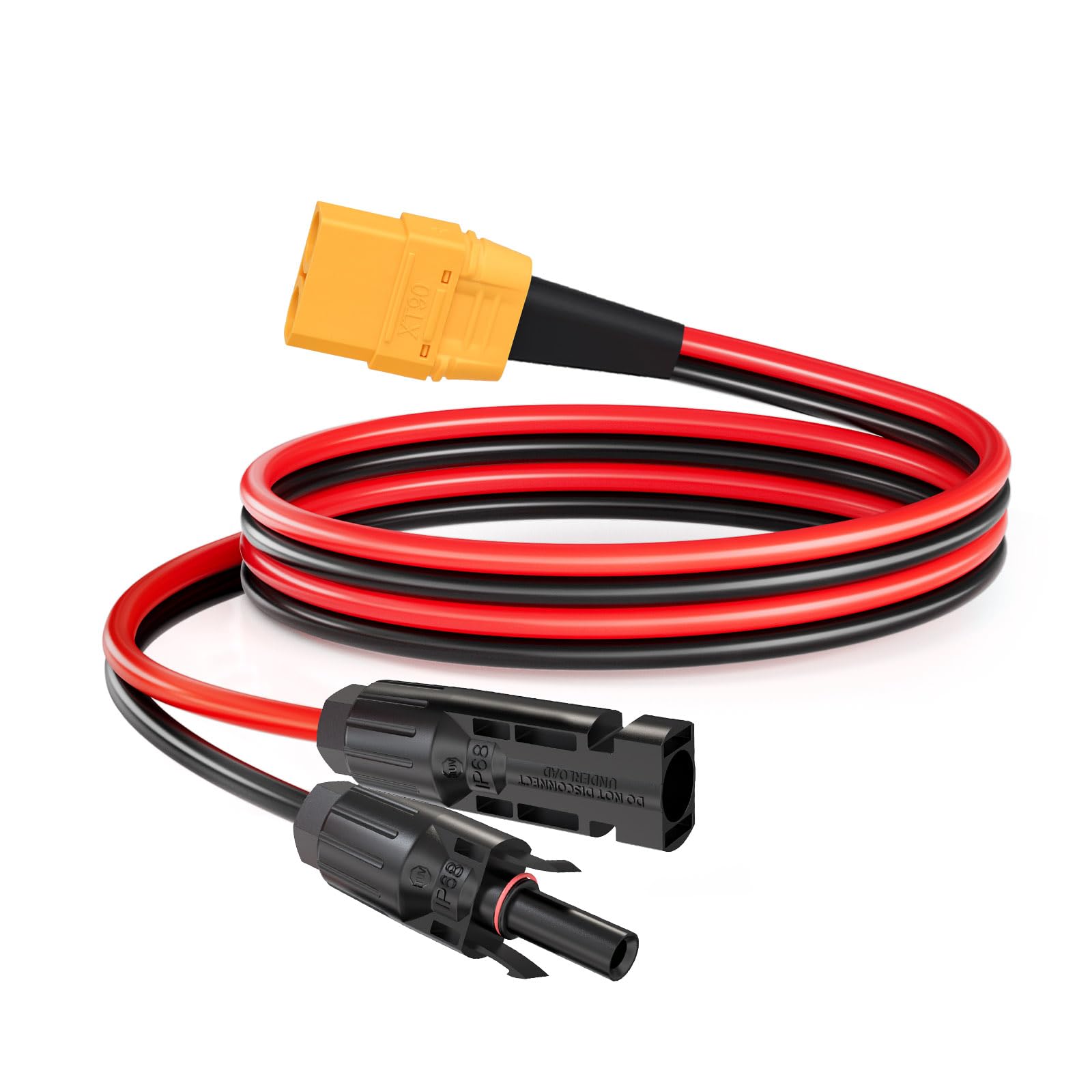 ELFCULB Kabel solarny do XT90 żeński 10AWG 2FT do stacji zasilających | XT90 kabel solarny z ocynkowanym drutem miedzianym do paneli słonecznych, kamperów i przenośnych systemów zasilania.