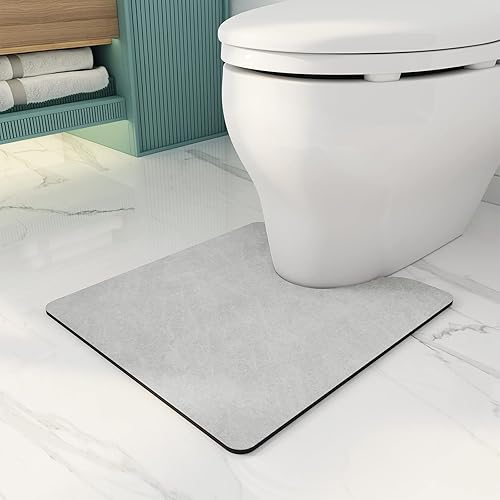 AMOAMI - Alfombra de baño con forma de U, absorbente, antideslizante, color gris, fácil de limpiar, de secado rápido, para suelo, 24 x 20 pulgadas