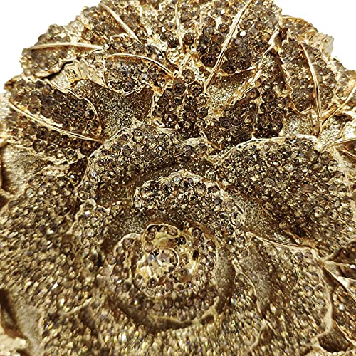 Image of Boutique De FGG Mini Round Flower Crystal Clutch Purses for Women,Formal Evening Bags,Rose Wedding Clutch Bag Party Handbags
