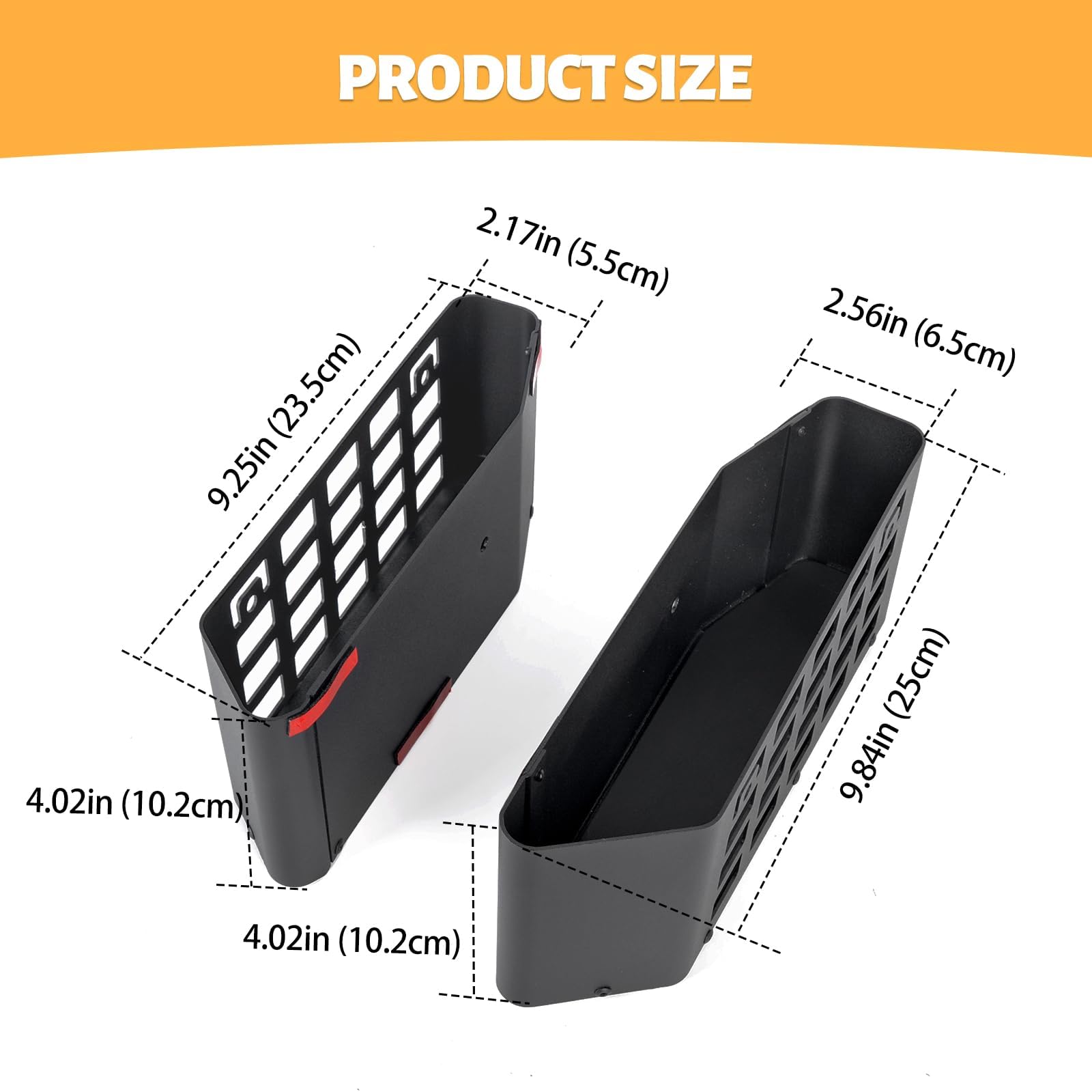 MAIKER Metal Gear Shift Storage Box, Center Console Hanging Box, Upgrade Gear Tray Compatible with 2018-2023 Jeep Wrangler JL JLU & Gladiator JT& 4XE, 2pcs,Black