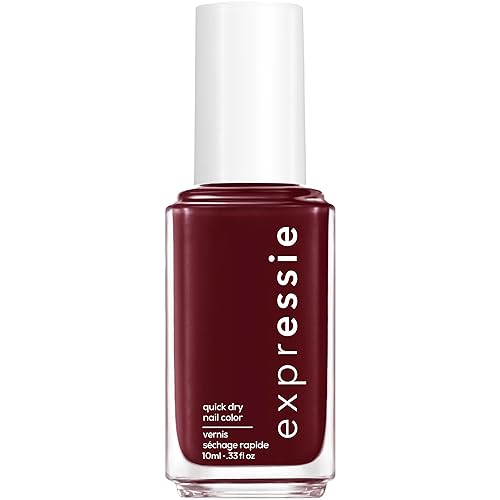 Essie Expressie - Esmalte de uñas vegano de secado rápido, No tan discreto, Borgoña ennegrecido, 0.33 onzas