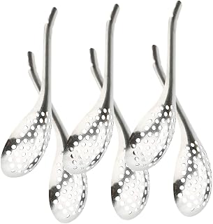 Holibanna 6 Piezas Cuchara Para Caviar De Acero Inoxidable Cucharas De Sopa Cubiertos Ranurado Pequeño Cucharas Ranuradas Para Cocinar Horneando Cucharas De Aceituna Con Agujeros Mini Silver