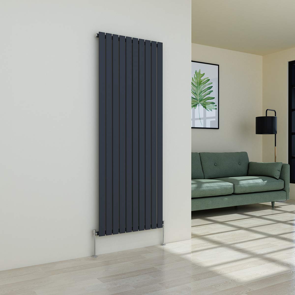 Warmehaus Vertical Designer Radiator Flat Panel Modern Heating Single Anthracite Radiator 1800 x 682mm โ image 1