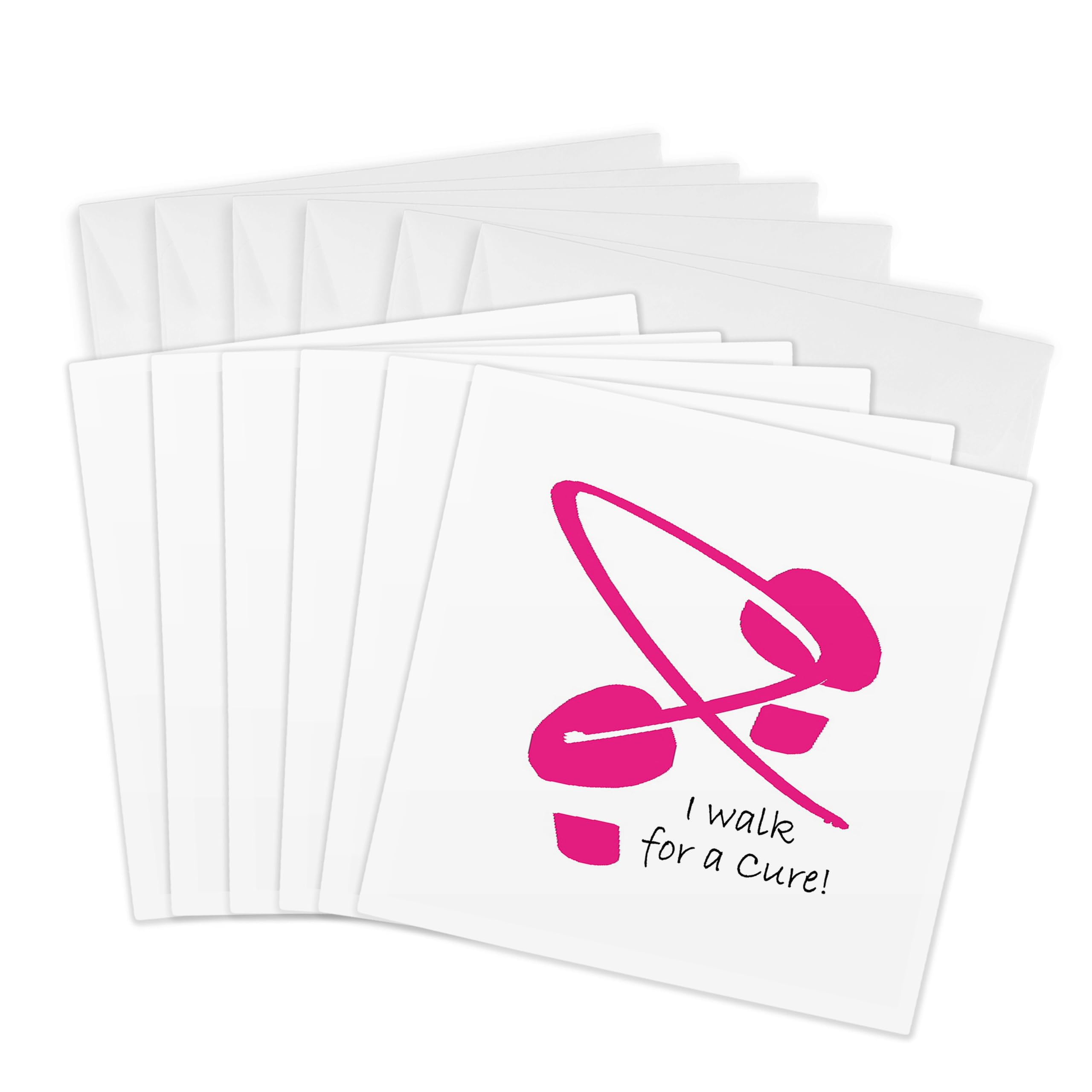 3Drose Breast Cancer Awareness Footprints I - Greeting Cards, 6 by 6-inches, Set of 6 (gc_5901_1)