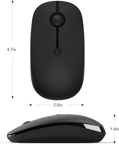 Miniatura 8 de Ratón Bluetooth inalámbrico, modo dual (Bluetooth 4.0 + USB), mouse inalámbrico Bluetooth silencioso con receptor nano USB, 3 niveles de DPI para