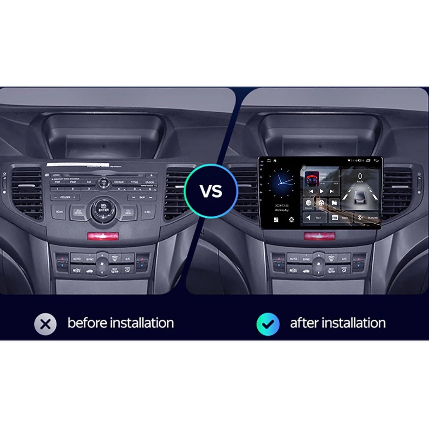 9-calowy samochodowy system stereo z ekranem dotykowym i systemem Android 15 Autoradio do Hondy Accord 8th Acura TSX 2008-2012 z BT FM DSP RDS GPS, sterowanie z kierownicy, kamera cofania, e