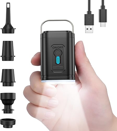 Mini bomba de aire para inflables portátil, eléctrica de 4000 mAh tipo C recargable rápidamente infla desinfla para flotadores de piscina, colchón