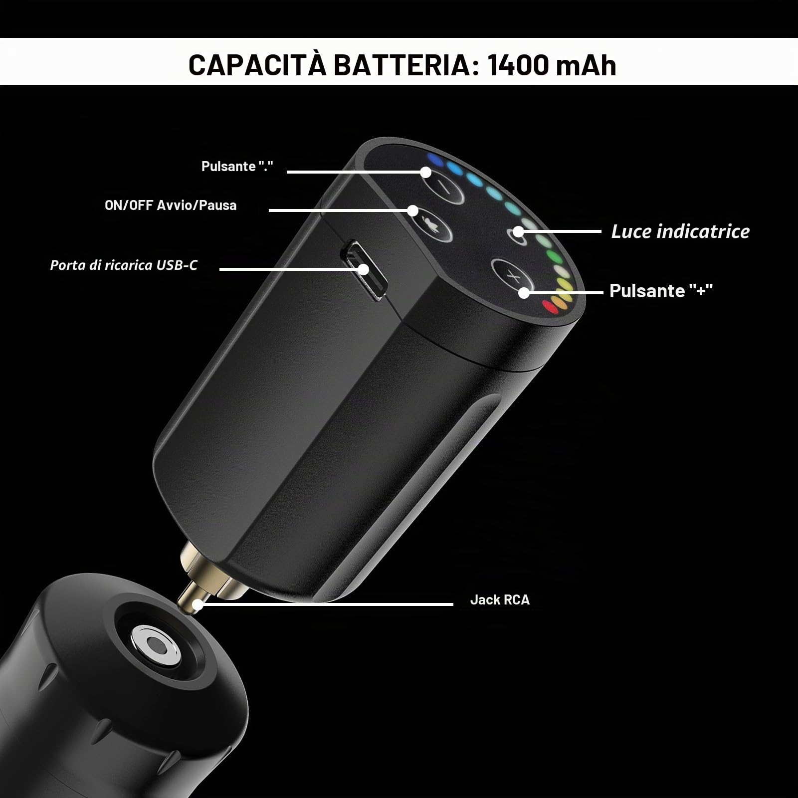 STIGMA Tattoo Pen Kit Rotary Gun Completo per Tatuaggi Professionale con 7 Inchiostri per Tatuaggi20 Cartucce Aghi STQ49P802-1