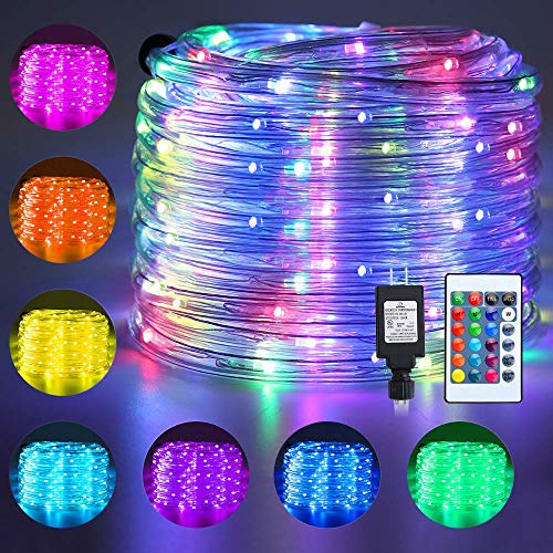 Ollny Rope Lights 180 LED 33ft 16 Multi Colors Changing Outdoor String Fairy Twinkle Strip Tube