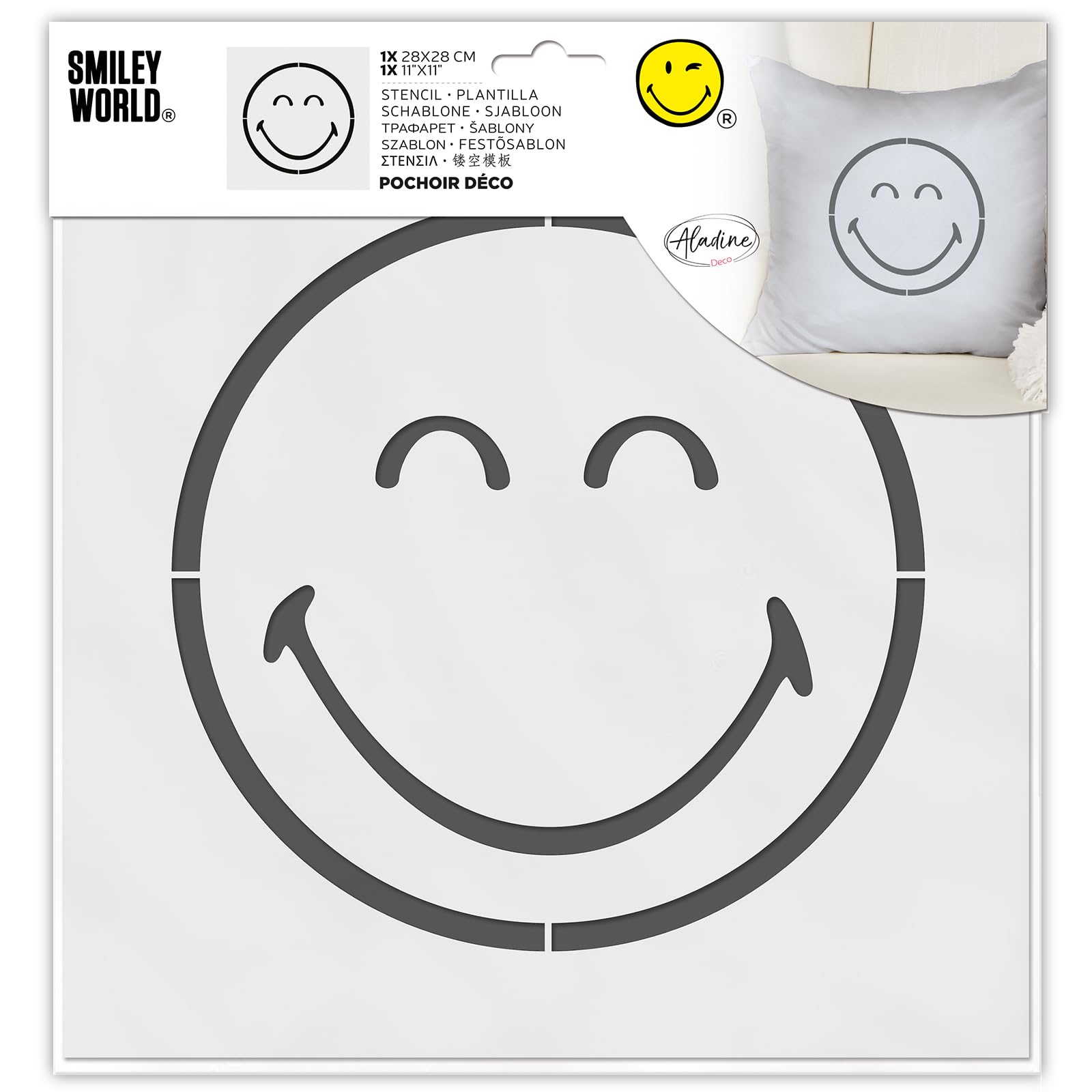 Aladine 81240 Smiley Face Stencil for All Surfaces 30 x 30 cm Felt Tip Painting Airbrush Smiley Design
