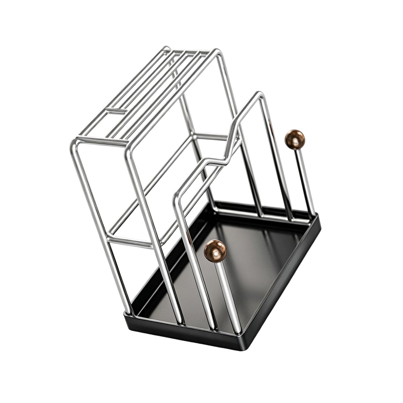 TFAOYS Kitchen Countertop Cutter Block with Cutting Board Slot and Scissors Holder in Rustproof Stainless Steel Kitchen Cutter Storage with Draining Tray