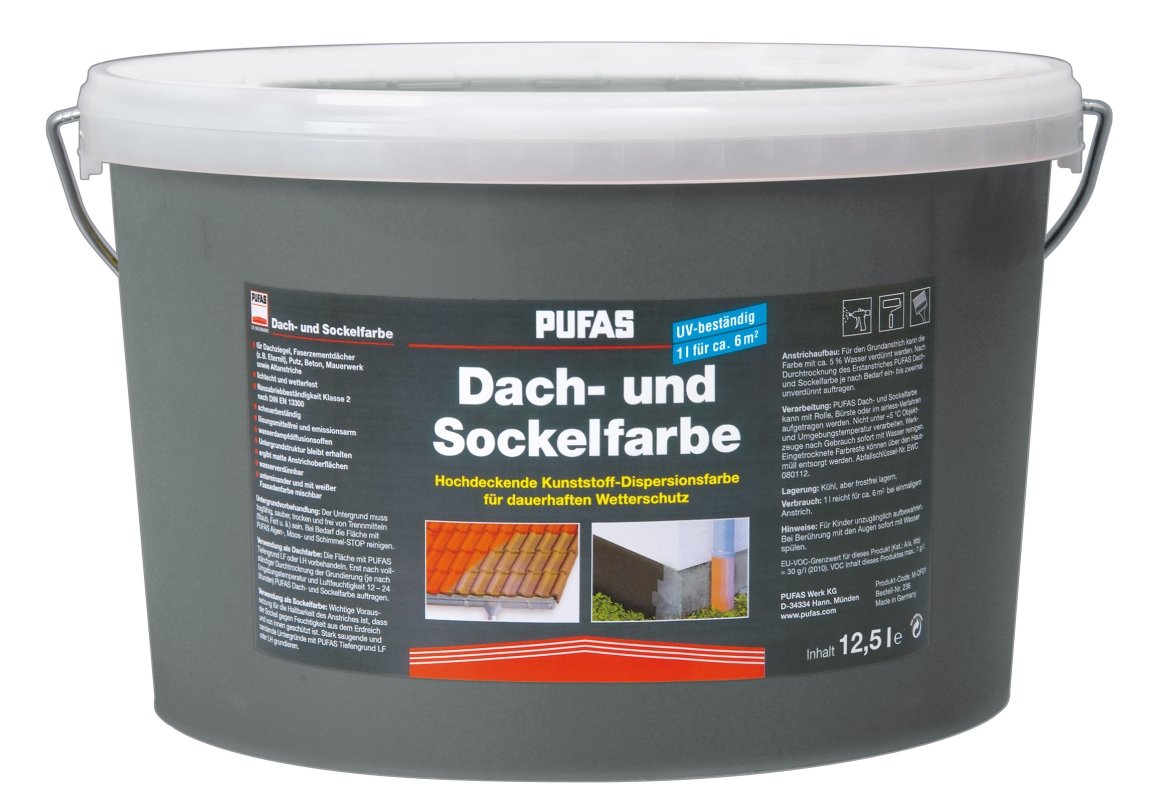 PUFAS Dach- und Sockelfarbe schiefer 12,5 Liter
