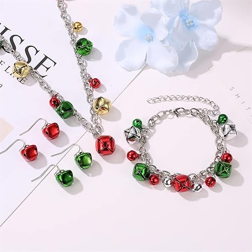 Miniatura 5 de Ronglry Christmas Jewelry Sets for Women Girls Christmas Necklace for Women Christmas Necklaces Bracelet Earring Christmas Snowflake Bell Tree