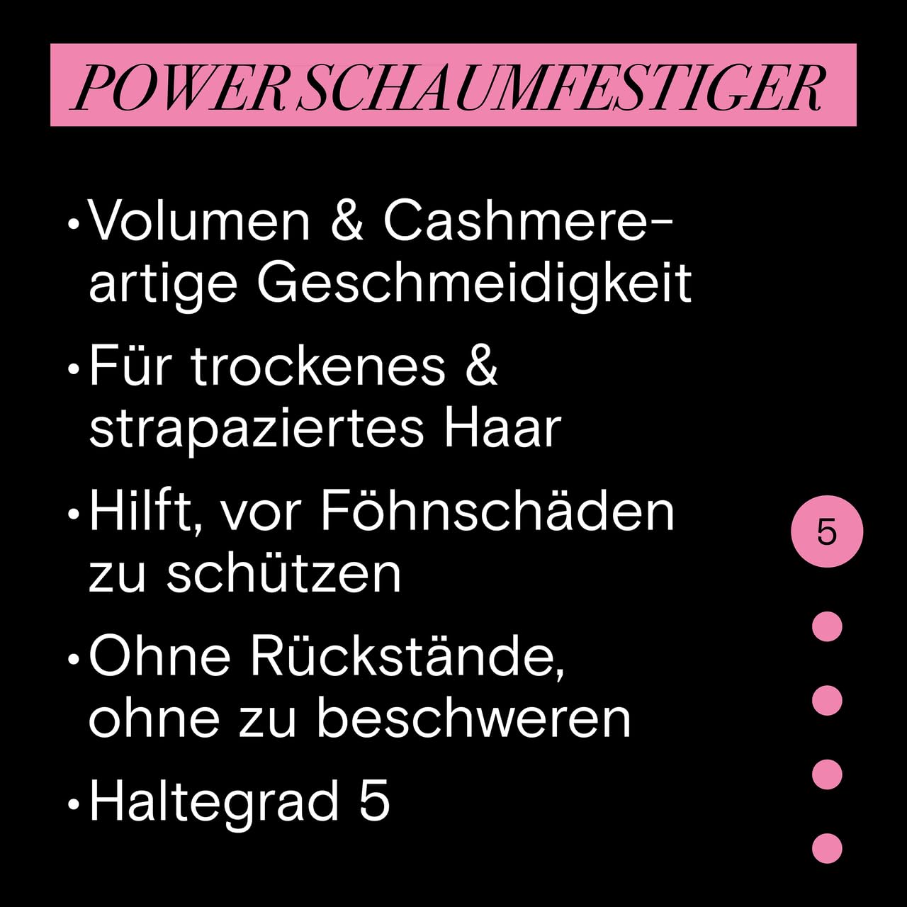 Schwarzkopf TAFT Power Cashmere - Espuma fijadora (6 x 150 ml), grado de sujeción 5, espuma para cabello seco y dañado, mousse para el cabello con suavidad cachemira, fórmula vegana