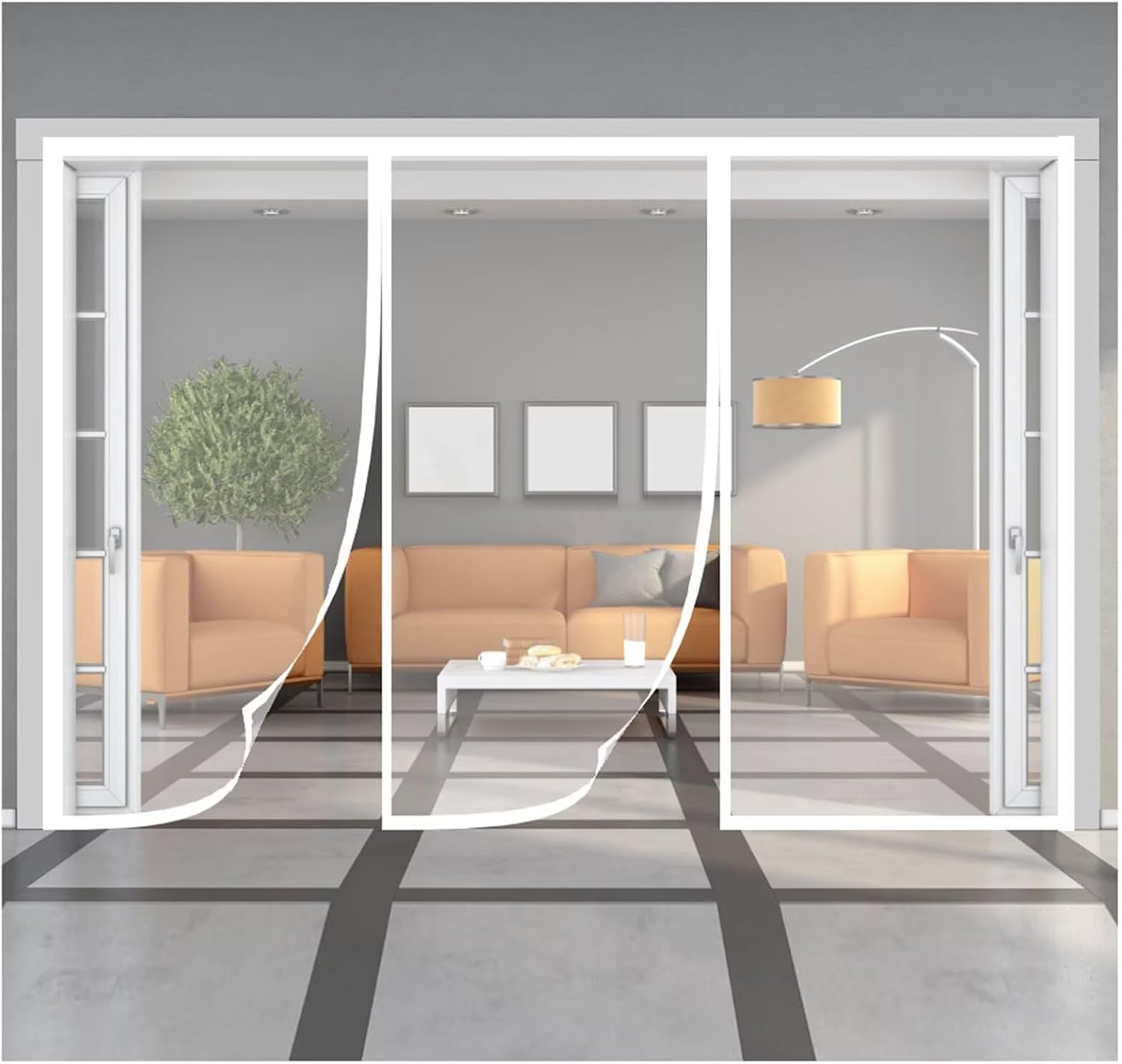 Magnetic Screen Door, Mesh Screen with Magnetic Closure 285x260cm,Heavy Duty Mesh Cover,Upgraded with Powerful Magnets - Magnetic Screen Mesh for Sliding Doors,White