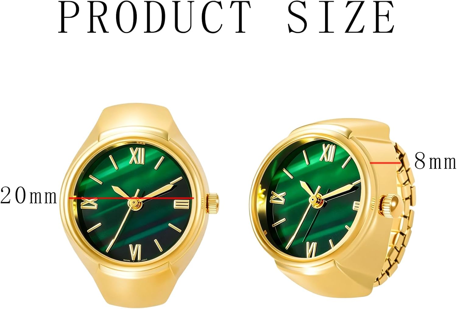 NEWITIN 3 Pieces Men Women Finger Watches Fashion Ring Watches Bulk Elastic Round Rings Watch