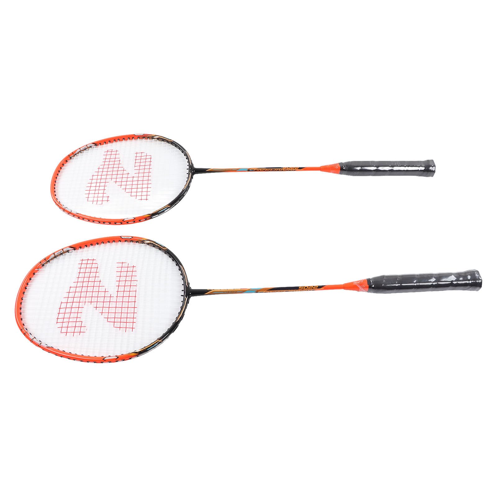 Set di Racchette da Badminton in Lega di Carbonio Leggero con Custodia per Allenamento e Competizione - Confezione da 2 Arancione 660 Mm