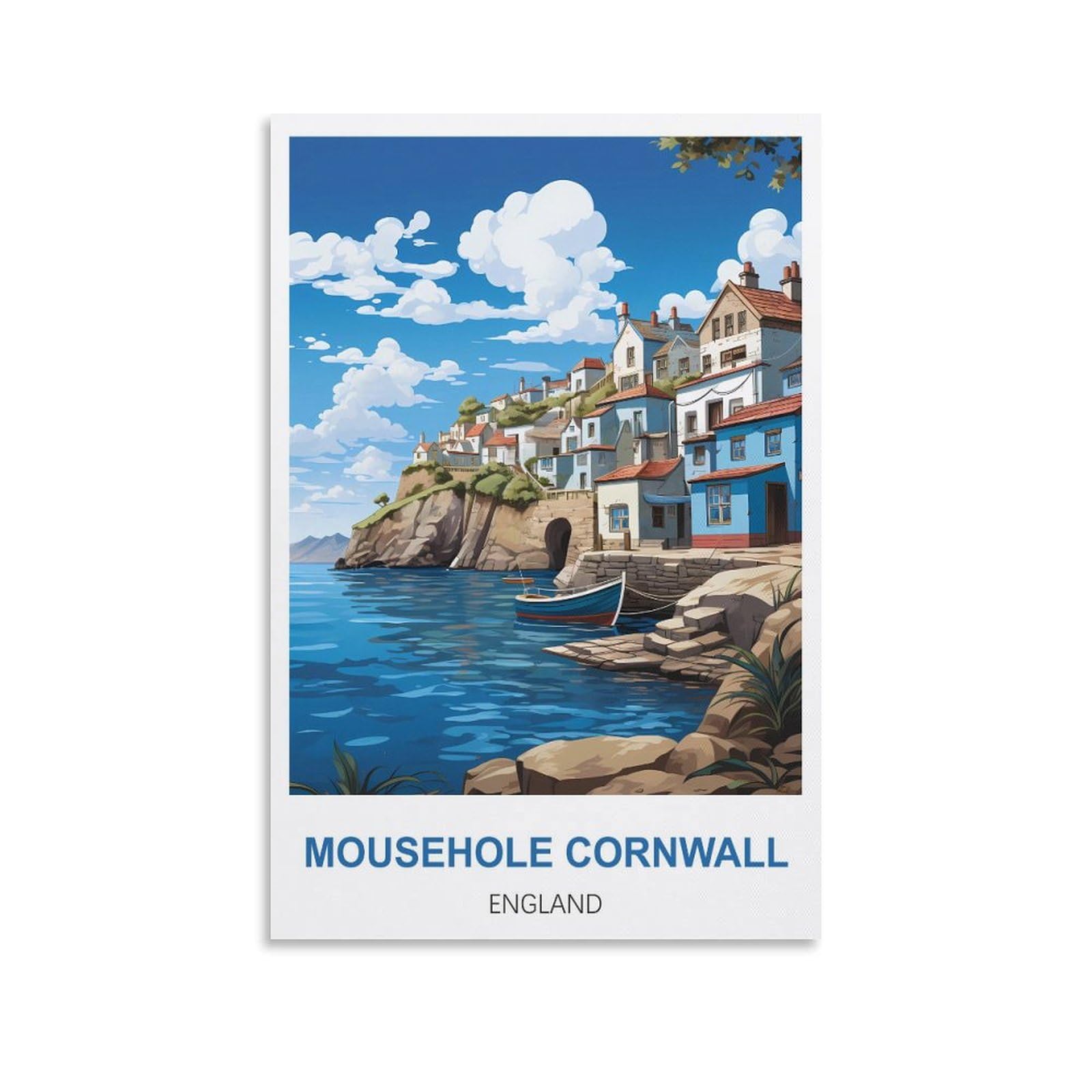 Ezmlfa A002 Paint By Numbers For Adults Mousehole Cornwall England Craft Art Painting Diy Kit Rolled Canvas Without Frame 50X60cm