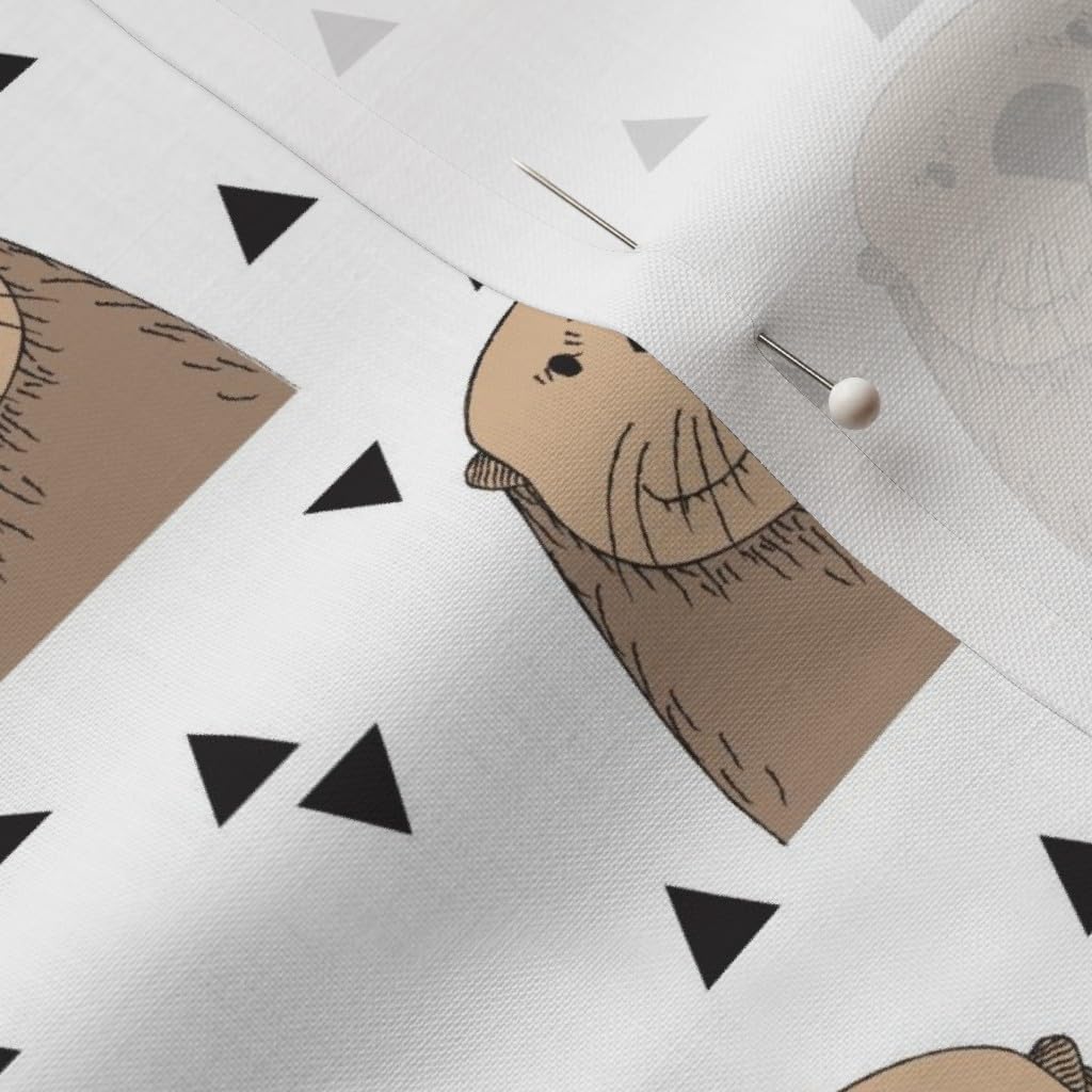 Spoonflower Fabric - Brown Otters White Otter Cute Animal Animals Nursery Print River Printed on Petal Signature Cotton Fabric by The Yard - Sewing Quilting Apparel Crafts Decor
