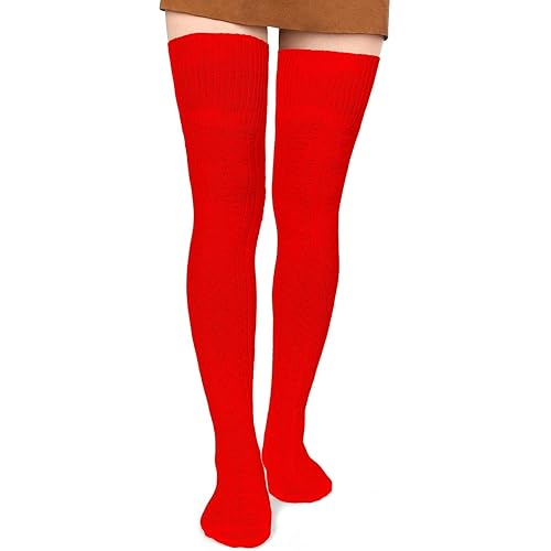 Moon Wood Women Thigh High Socks Extra Long Cotton Knit Warm Thick Tall Over the Knee Boot Stockings Leg Warmers Daily Wear