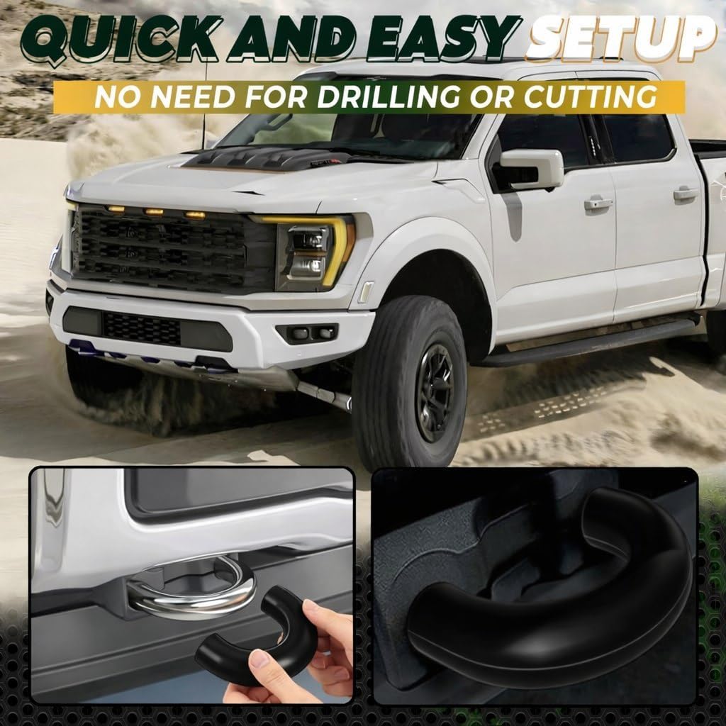 Tow Hook Covers Compatible with 2004-2026 F150 Accessories Bronco Base/Big Bend/Outer Banks-Fit for 2017-2021 Tundra Accessories-Upgrade Design, Silicon Rubber (Black) image 5