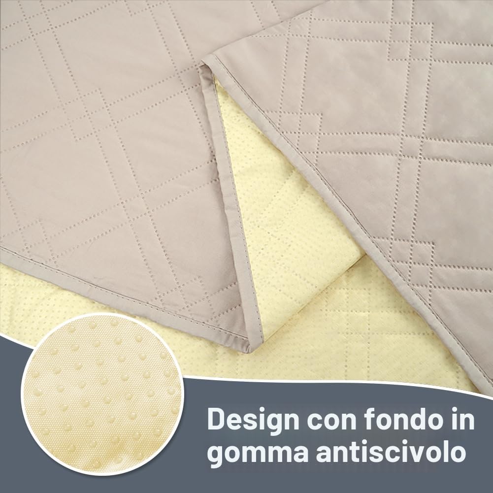 DUJUIKE Copridivano 100% impermeabile per cani, coperta per animali domestici, protezione per mobili per bambini e animali domestici, con fondo antiscivolo, per 3 posti (Crema, 132 x 208 cm)