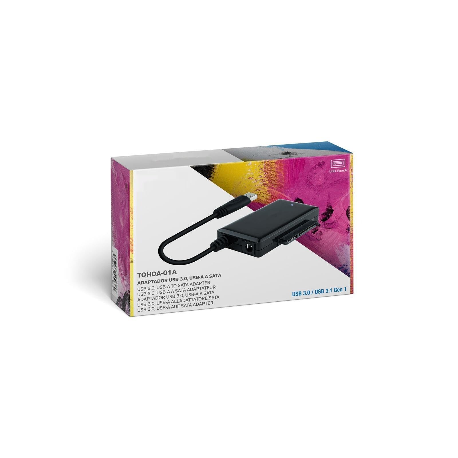 Adaptateur USB 3.0 USB-A vers SATA pour disques durs de 2,5" et 3,5" avec Chargeur Noir