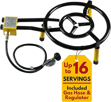 Paelluxe Paella 16 Inch Dual Ring Propane Burner, Stand & Regulator Set