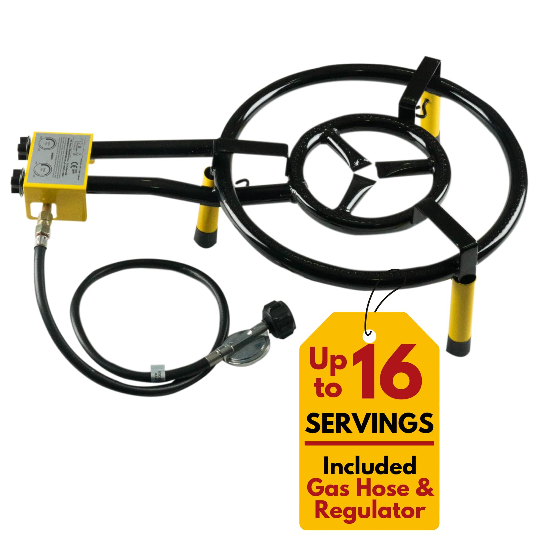 Andreu Paella Pan Set – 18-Inch Carbon Steel Pan + Double Ring Gas Burner + Stand, Serves 12, Perfect For Outdoor Cooking
