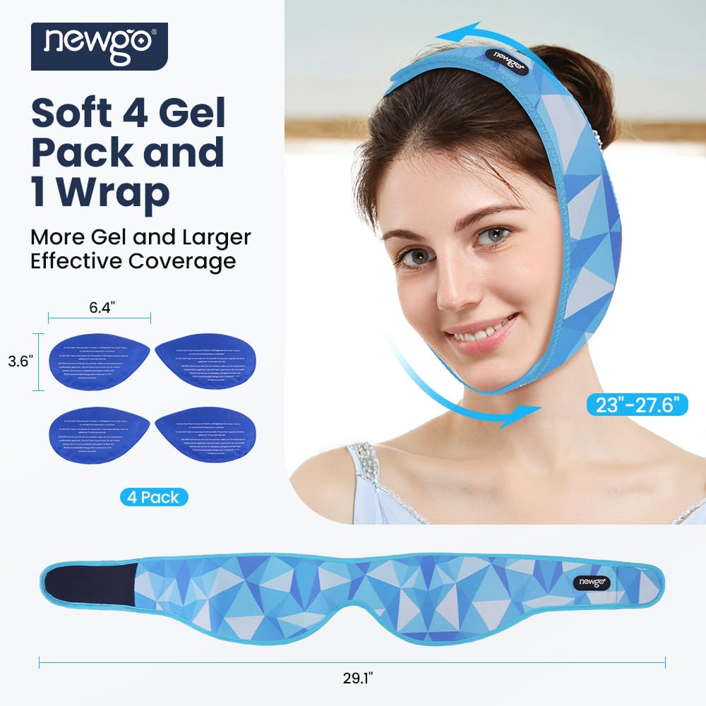Face Ice Pack For Wisdom Teeth, Jaw, Head, And Chin - 4 Reusable Hot/Cold Gel Packs For Oral Pain Relief, TMJ, Facial Surgery | Buy Now With Express International Delivery - View #8