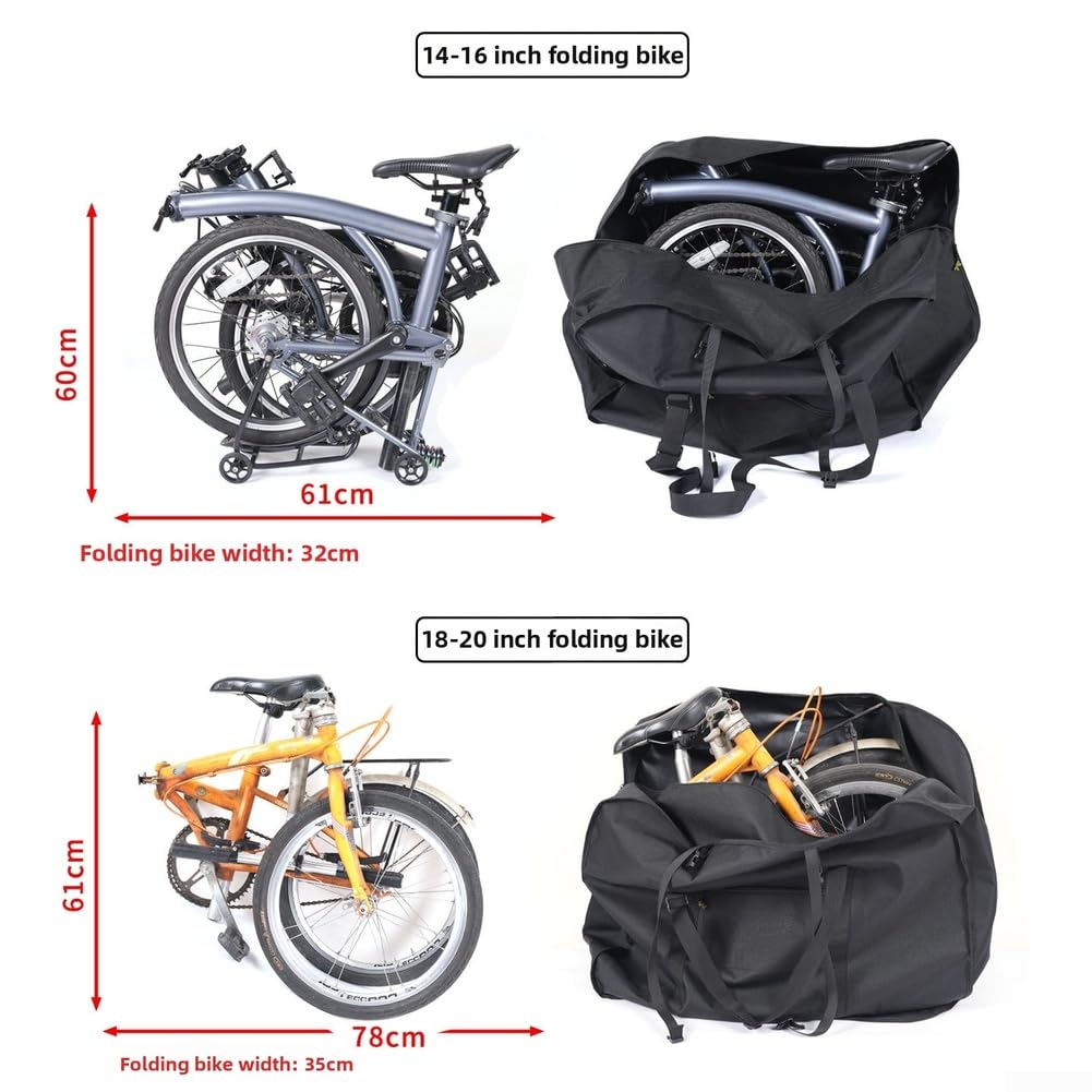 Faltbare Fahrradaufbewahrungstasche, für Brompton für Dahon 35,6–50,8 cm Klapprad, Packtaschen Tragetasche für 35,6 cm 16 18 20 Zoll Fabry für Dahon (für 35,6–40,6 cm) Sport & Freizeit