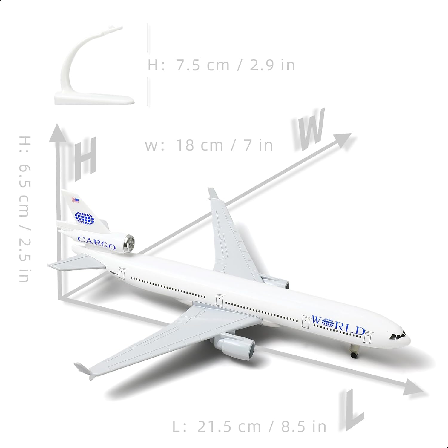 MD-11 Trans World 1/300 Diecast Metal Airplane Model with Stand -TWA Aircraft Model kit for Adult -Model Plane(8.3 inches) for Aviation Enthusiasts Gifts, Display Decorations