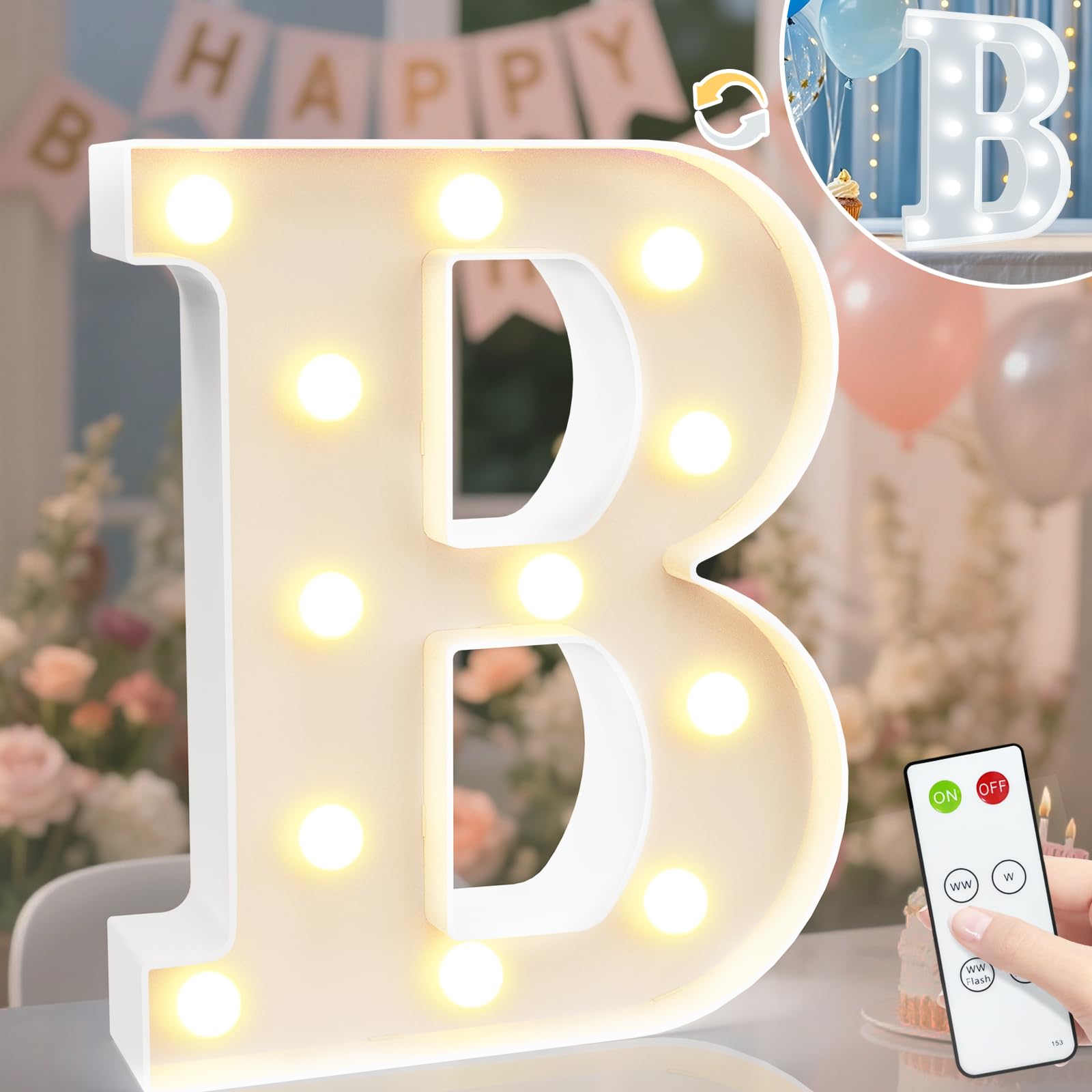 8.8" Decorative LED Light Up Numbers, Marquee Numbers Lights for 7th Birthday Decorations, Lighted Number Sign for Birthday Party Night Lights Wedding Anniversary Home Wall Decor, White Number 7 — view 40