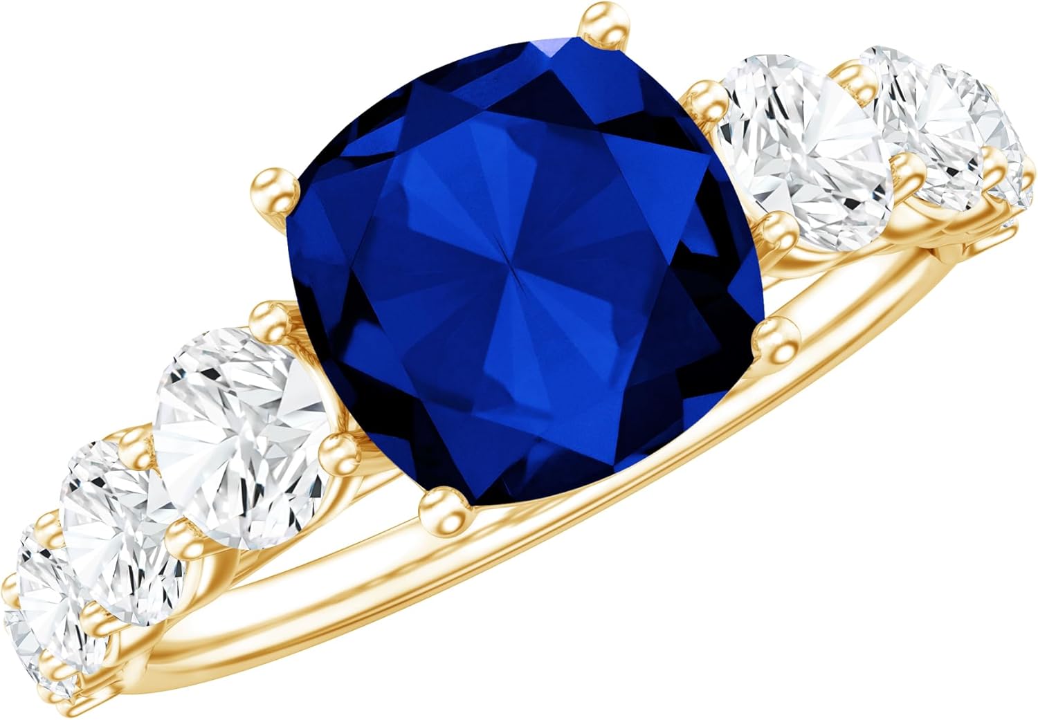 Moms Day Gift, Certified 2.7Ct Lab Grown Blue Sapphire Cushion Cut Engagement Ring, AAAA Quality, Sapphire Statement Ring