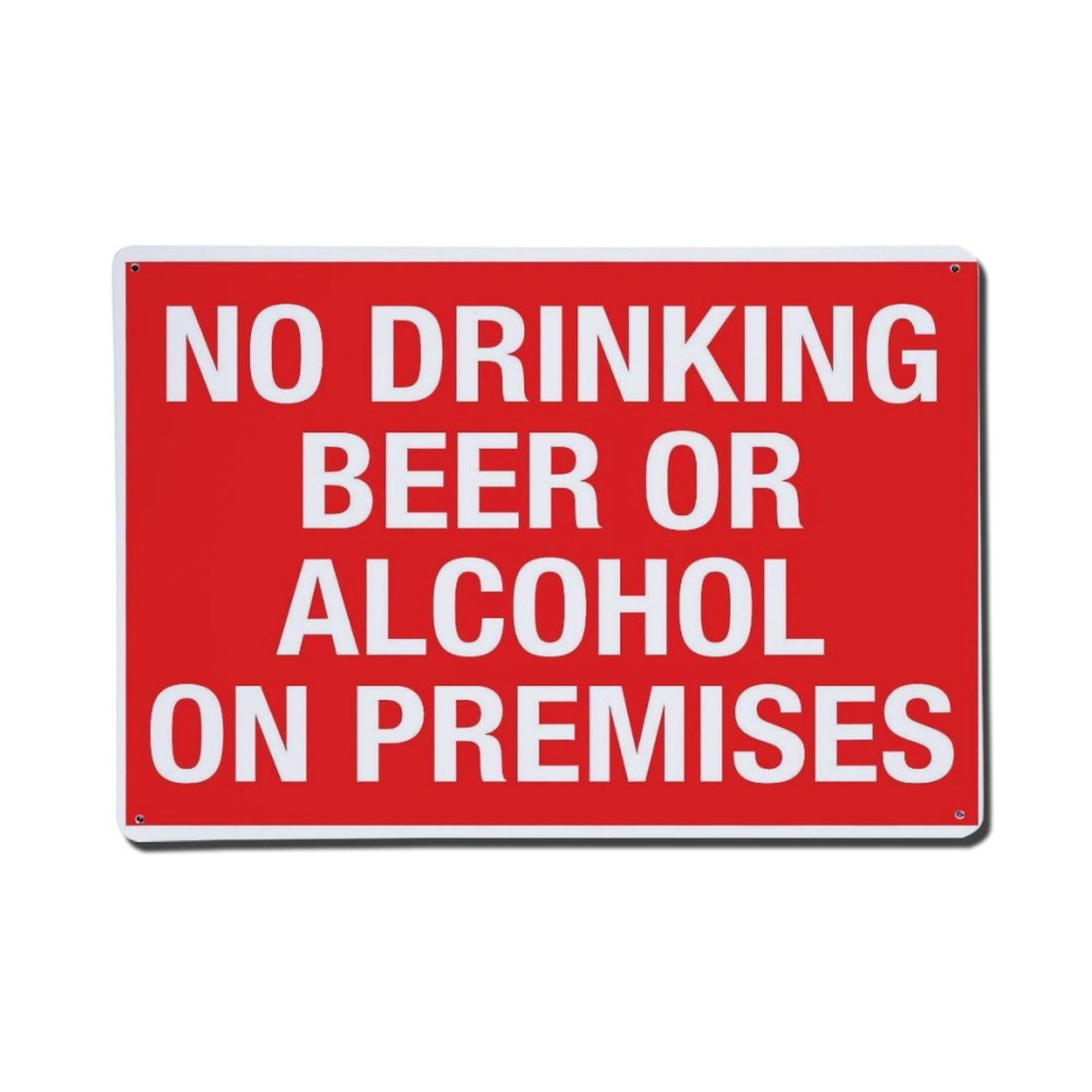 No Drinking Beer Or Alcohol On Premises Vintage Aluminium Metal Sign, Retro Wall Decor for Home, Bar, Garage & Farmhouse 20x30cm