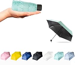 TOUWA Ultra Lightweight 7.4 oz (210 g) Parasol, Sun Protection, UV Protection, Sun Protection, Convenient Portable, 5 Folding Umbrella, 9 Ribs, Windproof, Water Repellent, Storage Pouch Included,