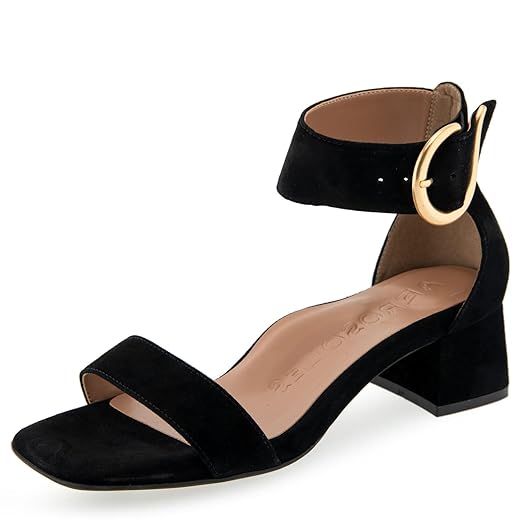 Aerosoles Women's Eliza Heeled Sandal, Black Suede, 10 Wide