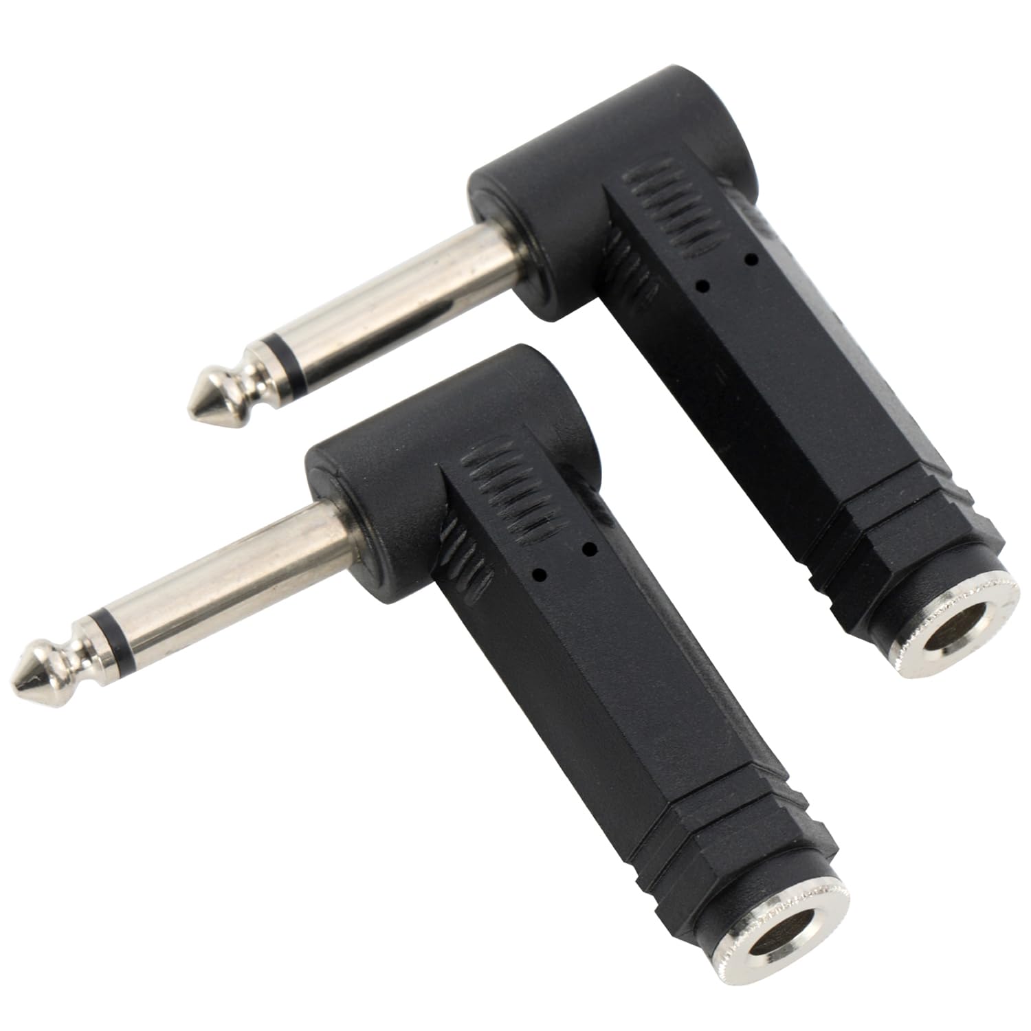 Greluma 2 pièces Adaptateur coudé 6,35 mm TS mâle vers 6,35 mm TS femelle, prise mono 1/4" vers jack 1/4" pour haut-parleur, amplificateur, son de guitare