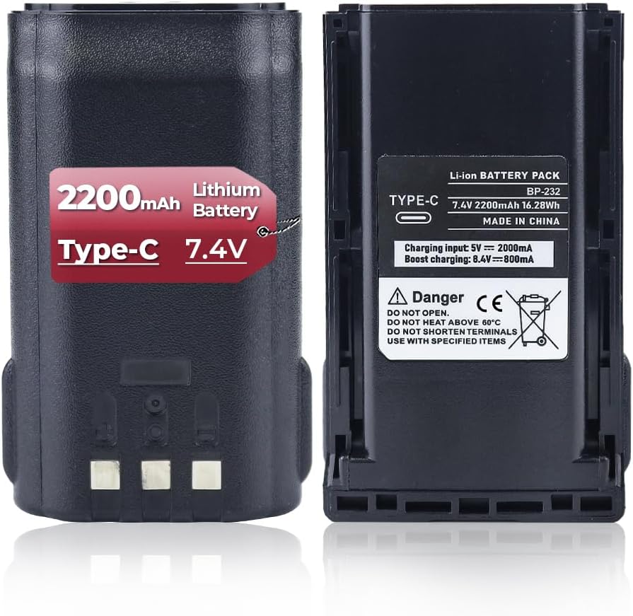 2200mAh BP-232 Two Way Radio Li-ion Battery Replacement for IC-F3021/3061/3062 IC-F4021/4061/4062 IC-F14/F15/F16/F24/F25/F26