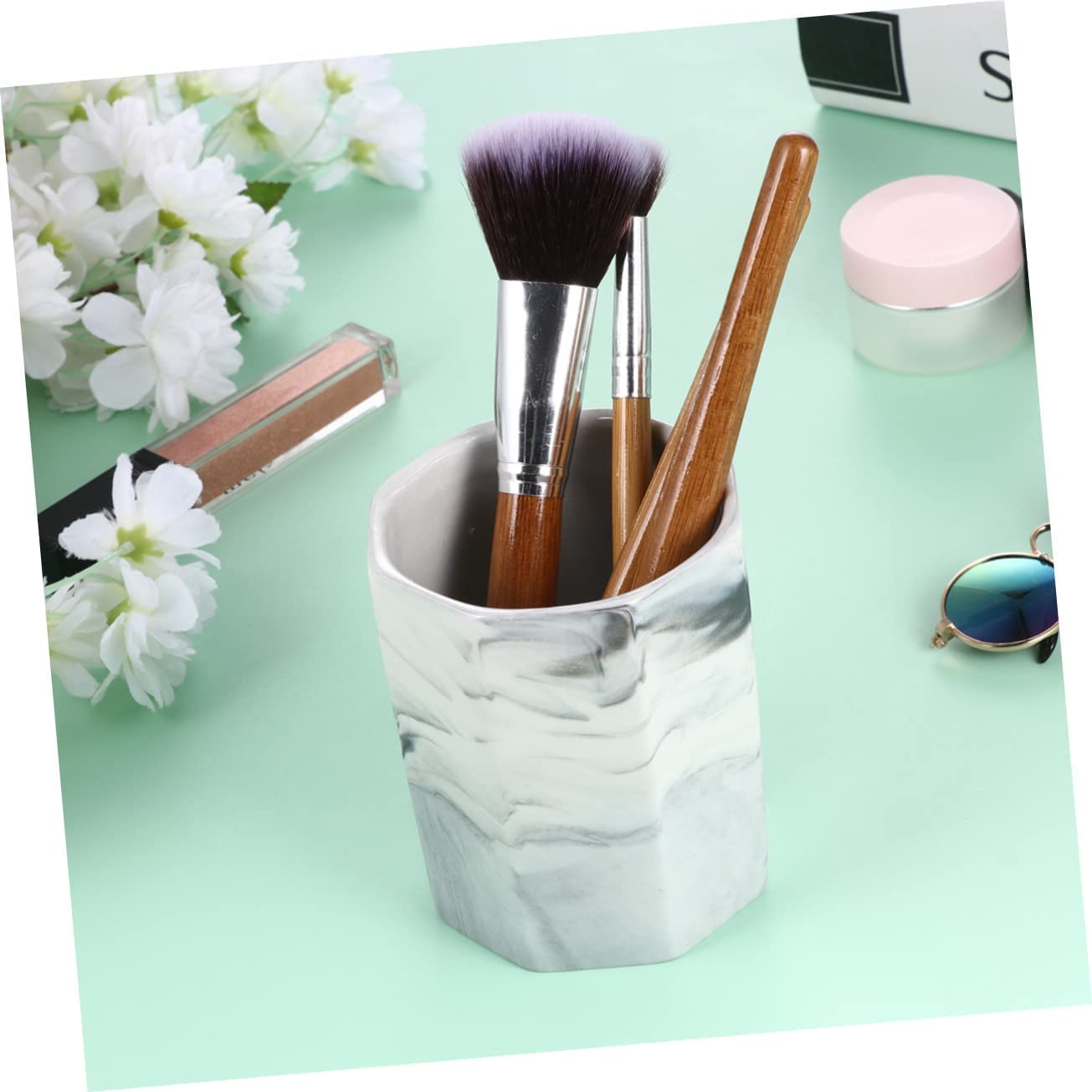 Porte-stylo Pot à crayons Fournitures de bureau Organisateur de stockage Porte-conteneurs Bureau Nordique Gris Fournitures Tasse de bureau Conteneur de stylo en céramique Bureau Cas d'école Décoration