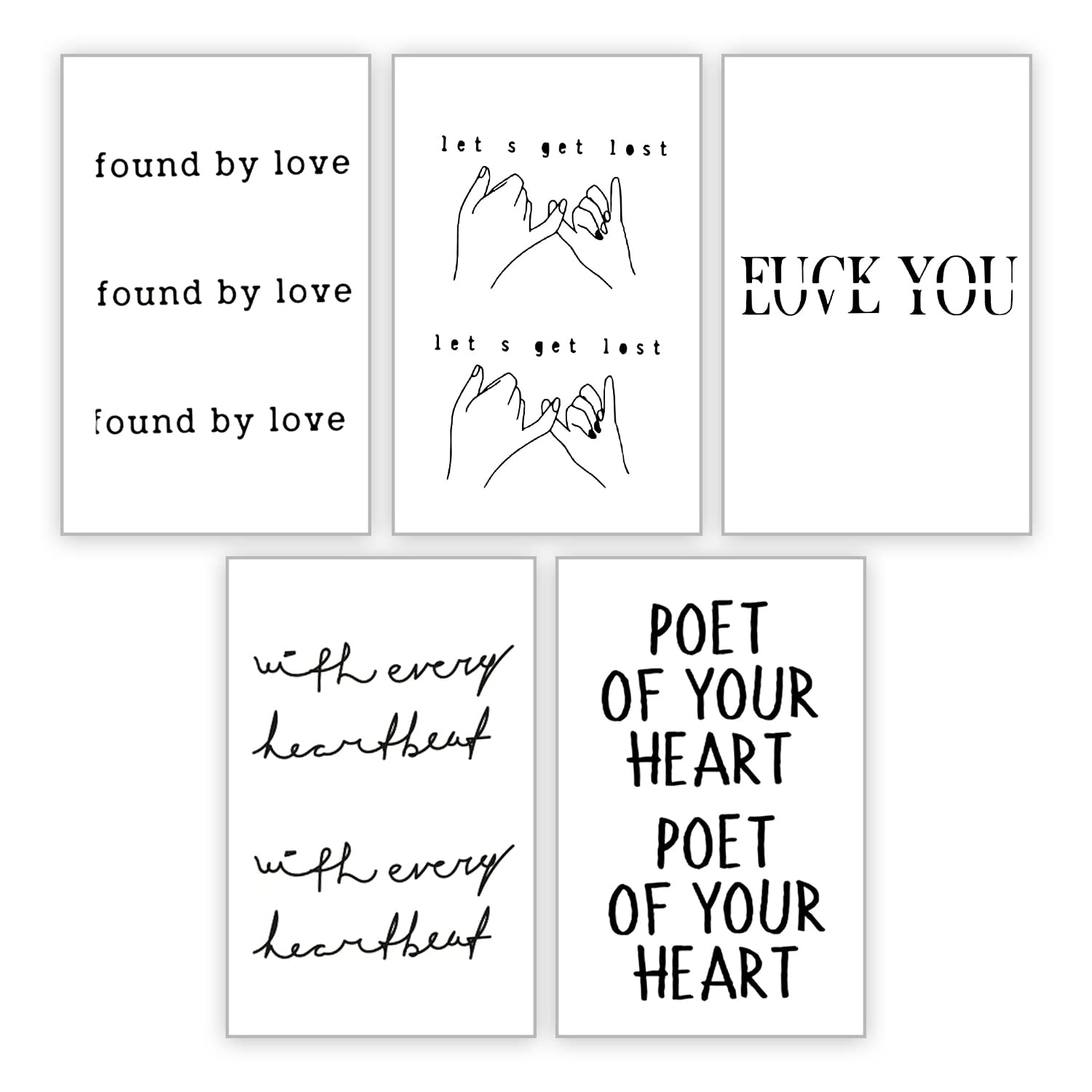 Simply Inked Multiple Temporary Tattoo Combo Tattoo Pack for Girls Men Women waterproof Sticker Size: 2.5 X 4 Inch l Black (Lover's Quotes Tattoo Pack of 5)