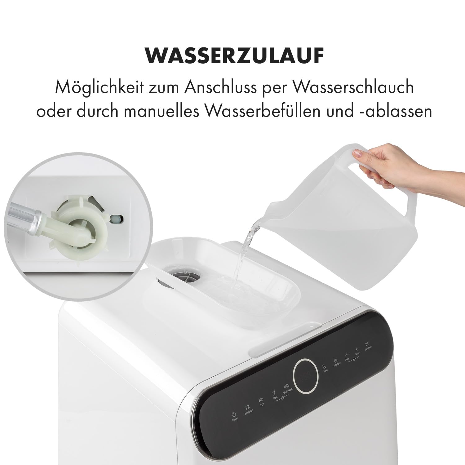 Klarstein Mini-Geschirrspüler Freistehend, 2 Maßgedecke, 6 Programme, Wassertank 6 L, Weiß