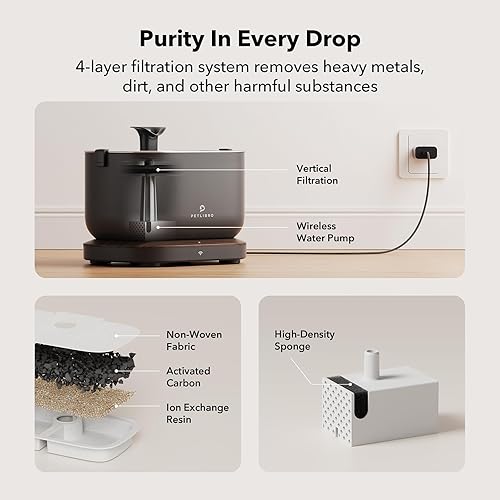 Miniatura 5 de Fuente de agua para gatos con bomba inalámbrica, fuente de agua para mascotas Dockstream de 2.5L84 onzas para gatos en el interior, dispensador