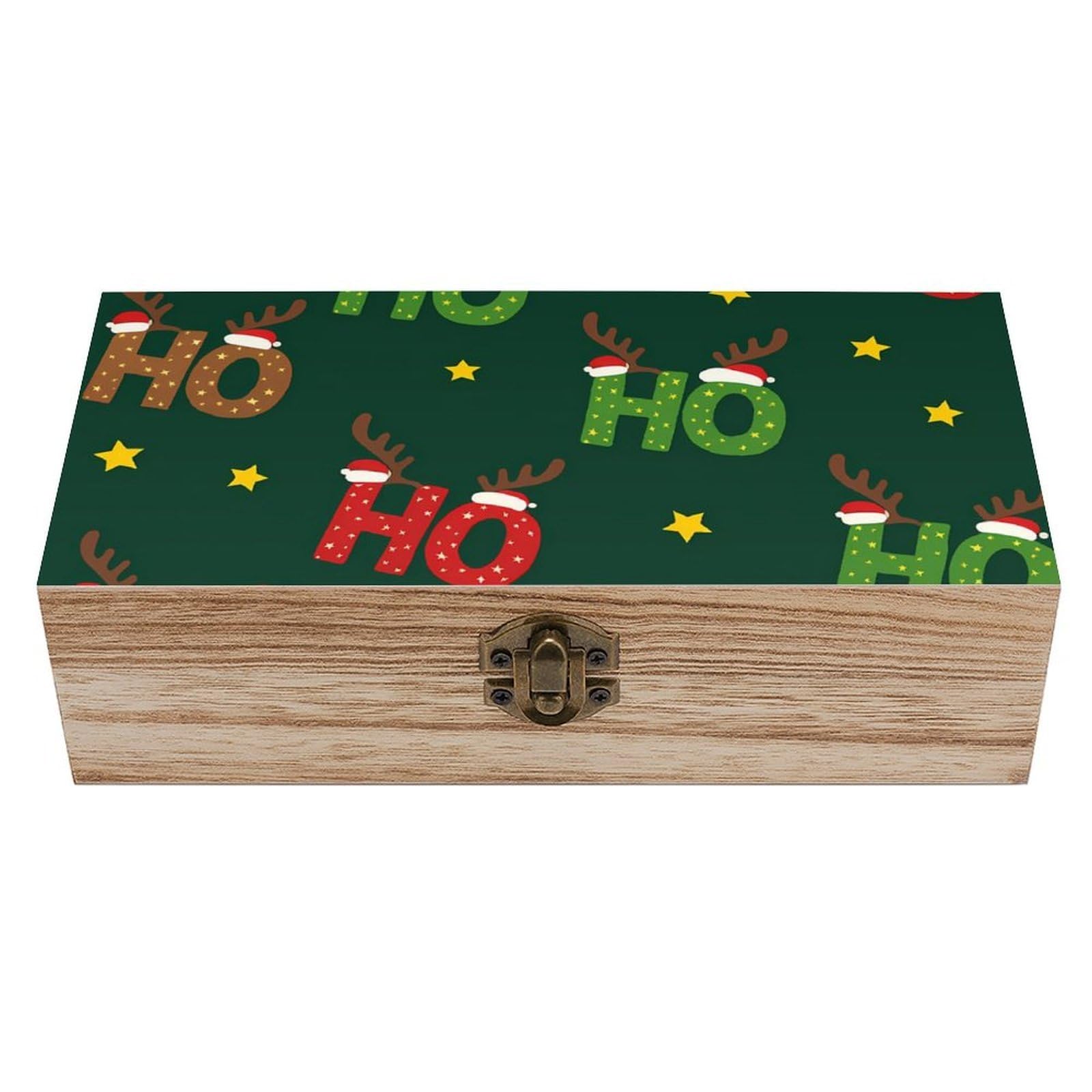 Oudrspo Christmas Ho Ho Retro Wooden Storage Box Keepsake Jewelry Decorative Art Storages Box Gift Boxs