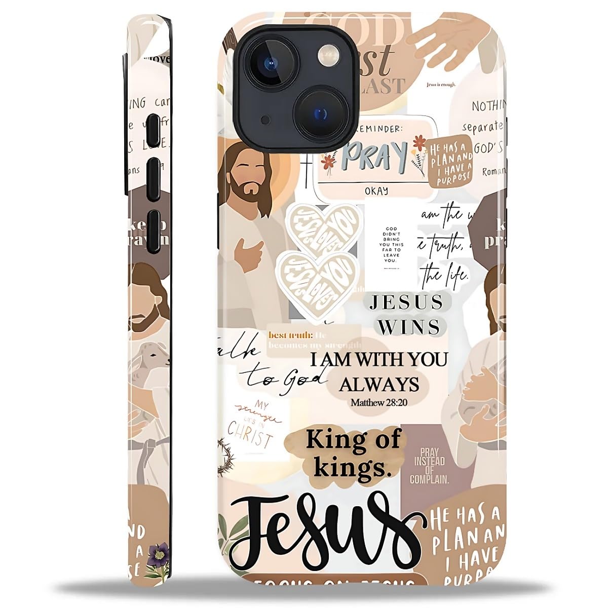 Yesad Case for iPhone 15, Hybrid 2-Layer Case, Shockproof Military-Grade Protection Durable Anti-Scratch Phone Case for Woman Man Boy Girl, Jesus