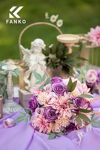 Miniatura 10 de FANKO Flores artificiales, rosas mixtas de flores falsas para bricolaje, ramos de boda, centros de mesa, arreglos de fiesta, novia, baby shower,