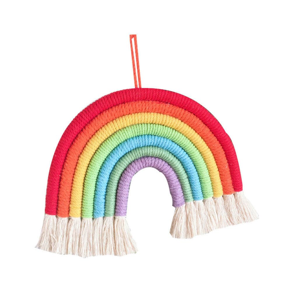 BESPORTBLE Somewhere Over The Rainbow Rainbow Grey Over The Cotton Woven Tassel Hanging Ornaments Tapestry Clouds Wooden Clouds Cotton Rope Tapestry Tassel Resin Wall
