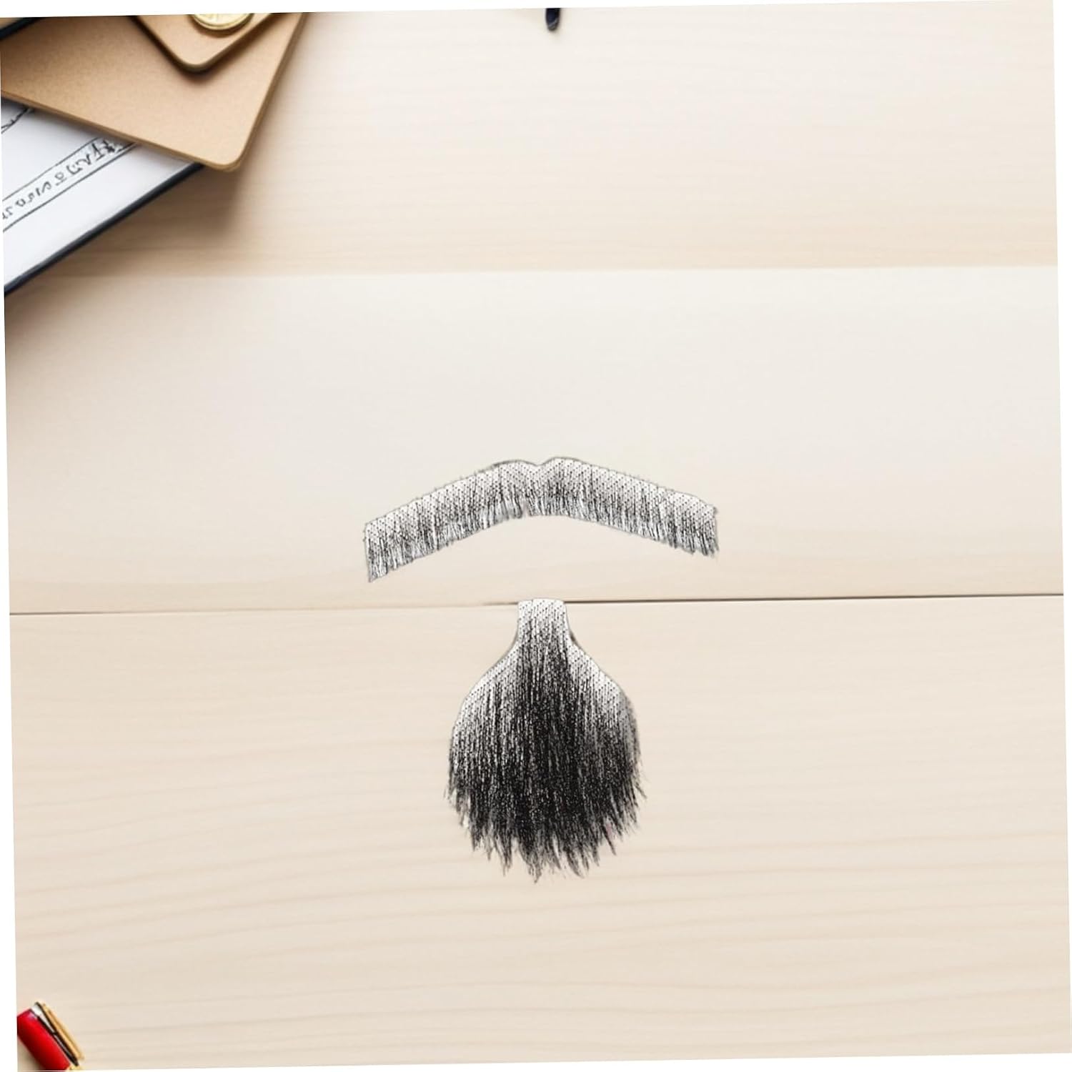 Human Hair Realistic Mustache and Beard Set for Men Black