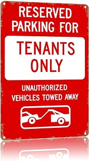 Retro Metal Sign New Parking For Tenants Vehicles Towed,Text Art Poster Home Wall Decor, For Bedroom, Living Room, Bar, Restaurants,Fence,Etc.Tin Sign 8×12 Inch