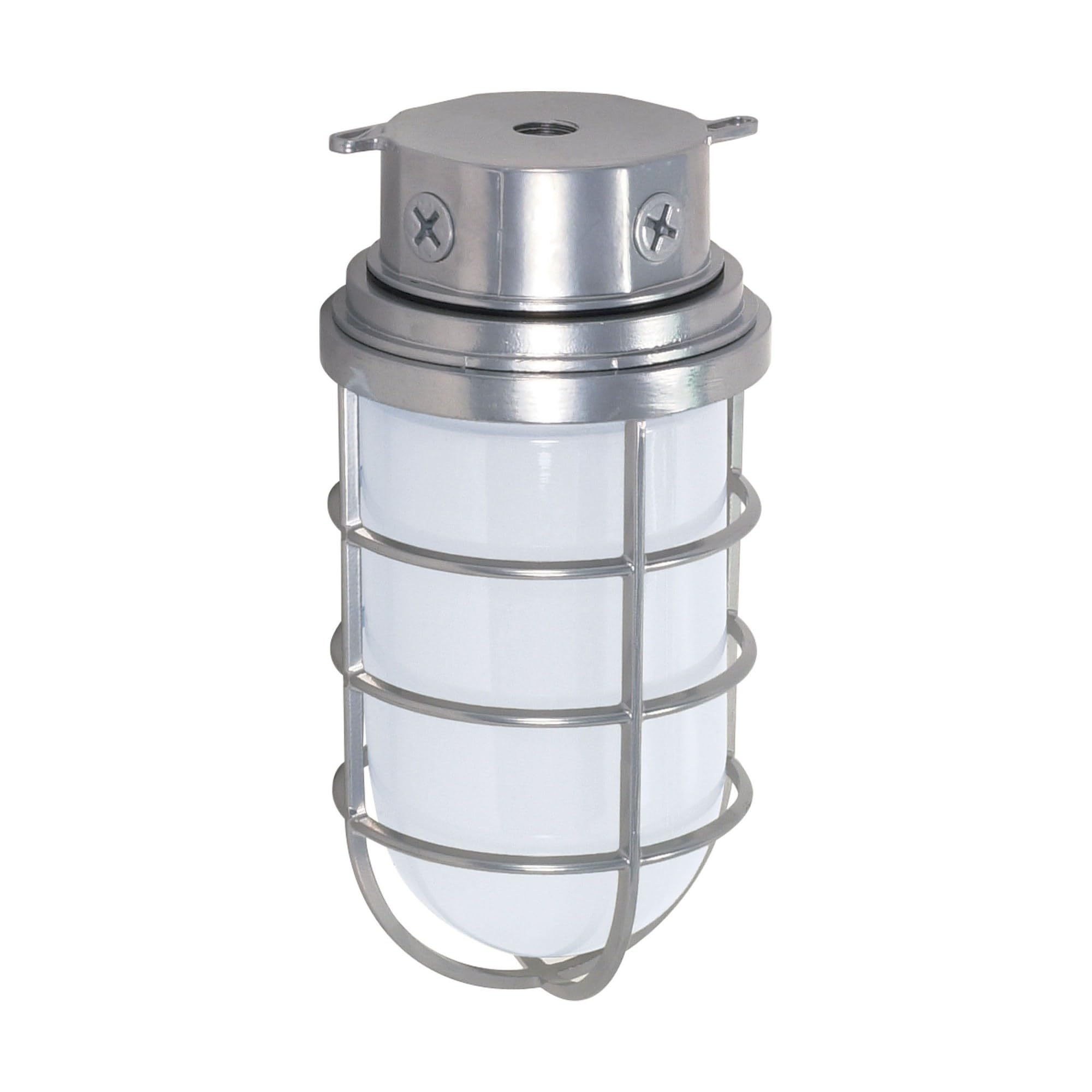 Nuvo Lighting SF76/626 Industrial Style Large Heavy Duty Aluminum Durable Outdoor Close to Ceiling Porch and Patio Light with Frosted Glass, Metallic Silver